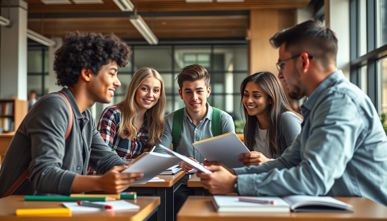 Students collaborating in study space
